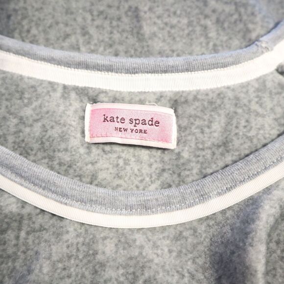 KATE SPADE dream big gray pajama top pullover soft fleece embroidered - Picture 4 of 8